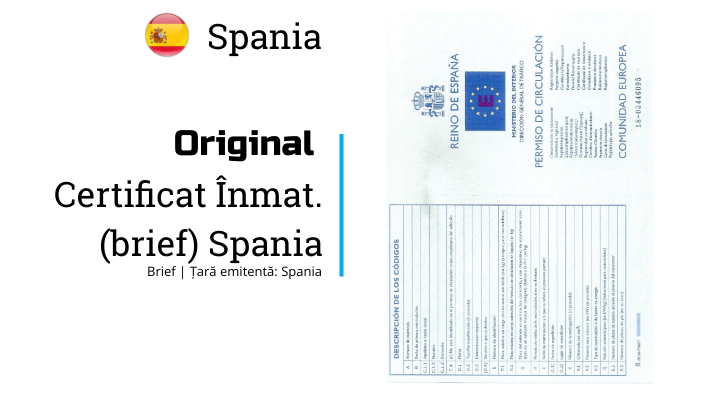Spania | Certificat inmatriculare | ESP